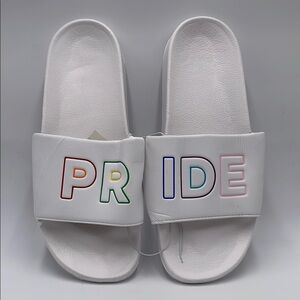NWT Pride Slip-On Comfort White Sandals - Size L